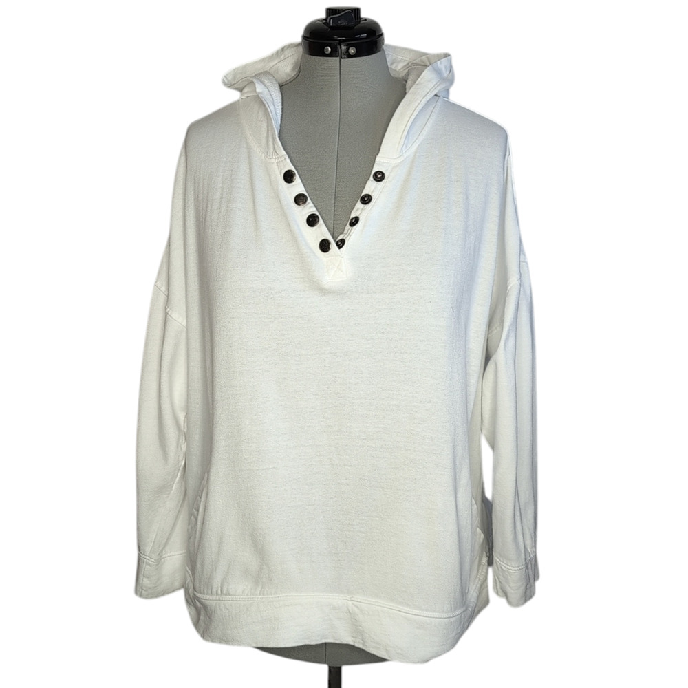 French Laundry Sort White Hoodie Sweatshirt with front pockets, size XL